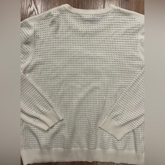 Queen of Sparkles Womens White Gold Tinsel Silver Dot Sweater NWOT XXL - Picture 7 of 7